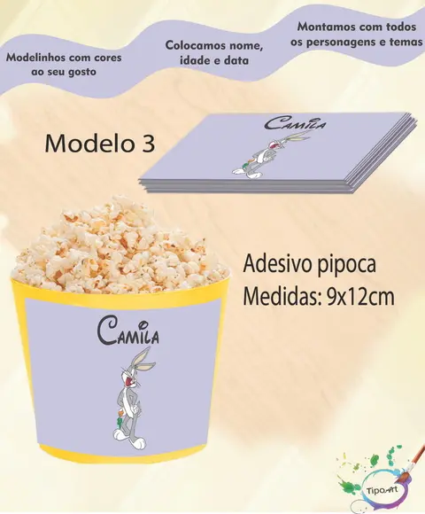Adesivo P/balde de Pipoca-pernalonga