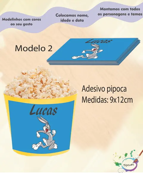 Adesivo P/balde de Pipoca-pernalonga