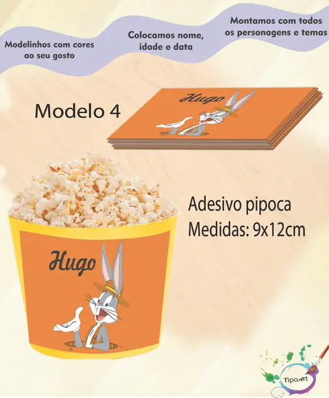 Adesivo P/balde de Pipoca-pernalonga