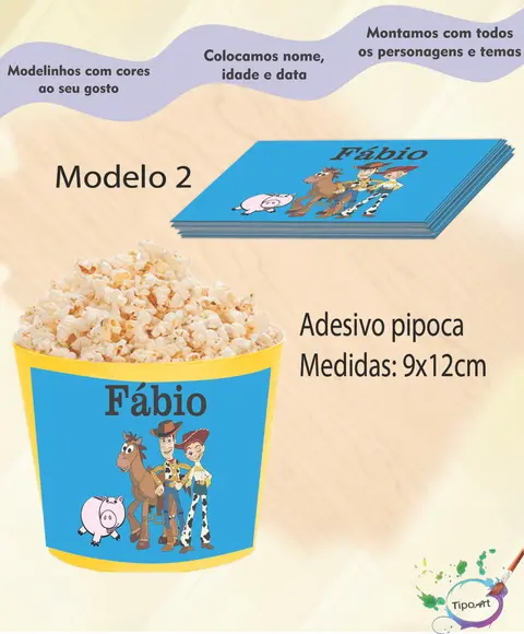 Adesivo P/balde de Pipoca-toy Story