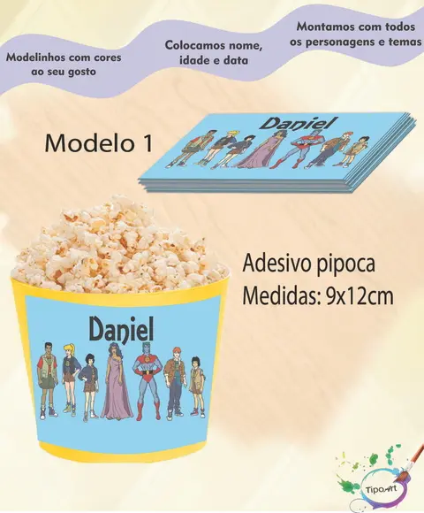 Adesivo P/balde Pipoca- Capitão Planeta
