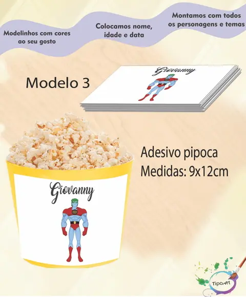 Adesivo P/balde Pipoca- Capitão Planeta