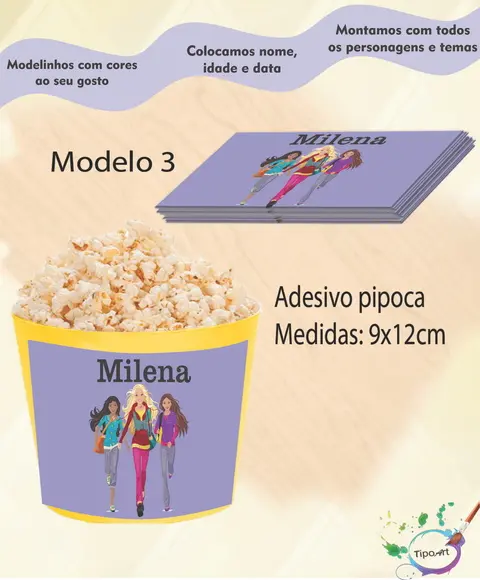 Adesivo P/balde Pipoca-barbie