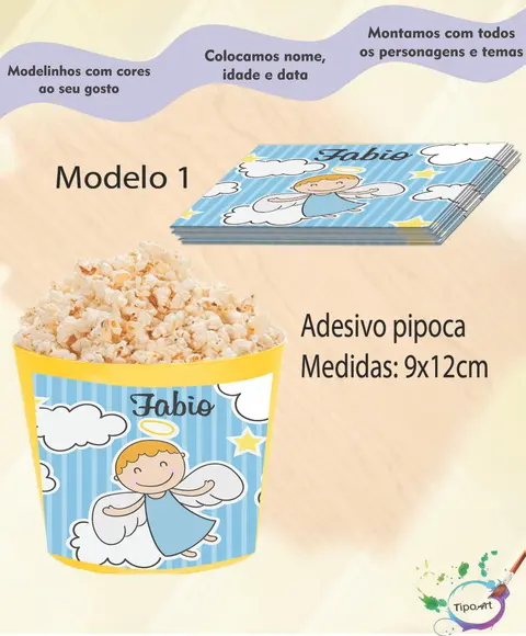 Adesivo P/balde Pipoca-batizado