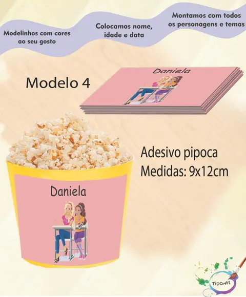 Adesivo P/balde Pipoca-barbie