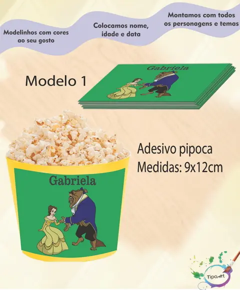 Adesivo P/balde Pipoca-bela e a Ferra