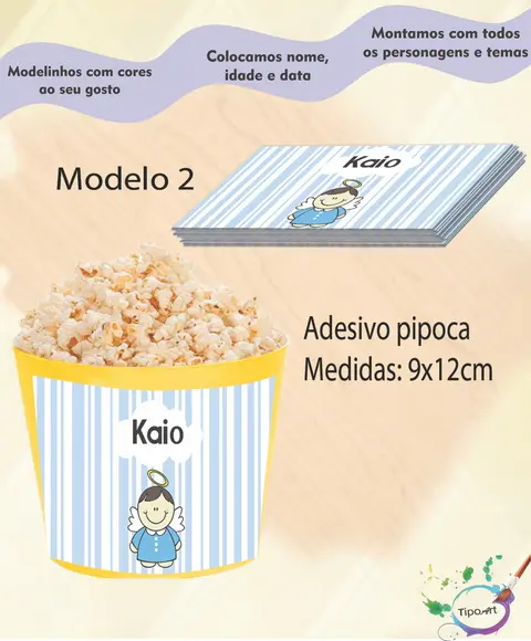Adesivo P/balde Pipoca-batizado