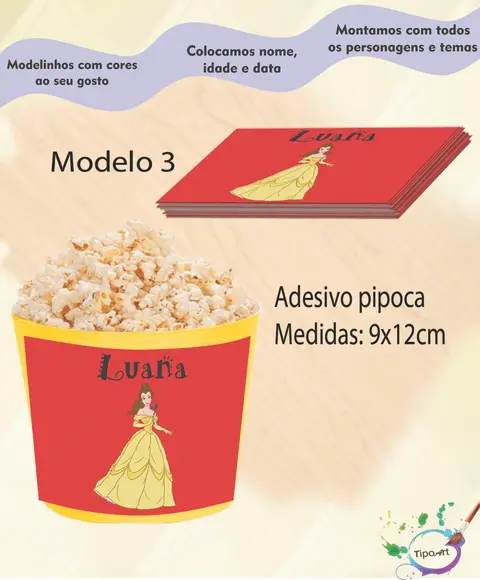 Adesivo P/balde Pipoca-bela e a Ferra