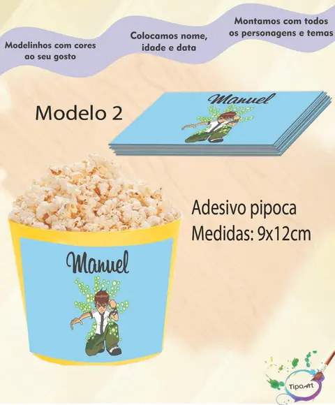 Adesivo P/balde Pipoca-ben 10