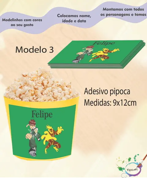 Adesivo P/balde Pipoca-ben 10