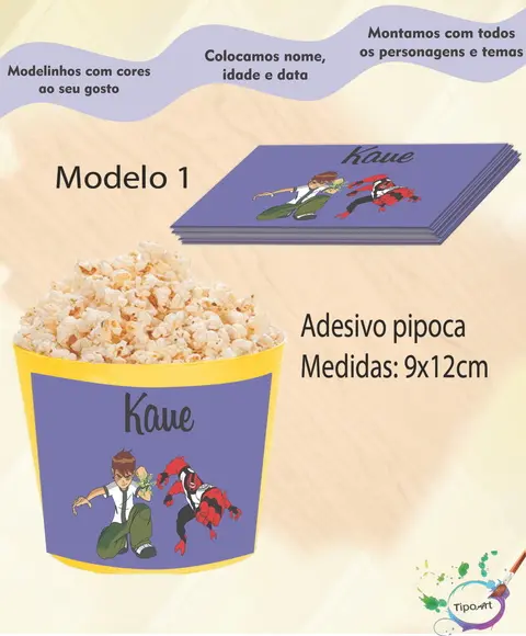 Adesivo P/balde Pipoca-ben 10