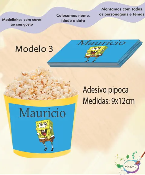 Adesivo P/balde Pipoca-bob Esponja