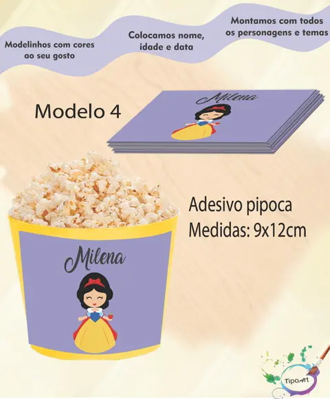 Adesivo P/balde Pipoca-branca de Neve