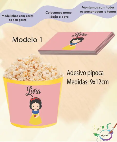 Adesivo P/balde Pipoca-branca de Neve