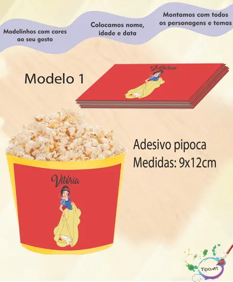 Adesivo P/balde Pipoca-branca de Neve