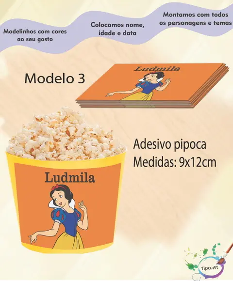 Adesivo P/balde Pipoca-branca de Neve