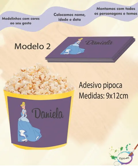 Adesivo P/balde Pipoca-cinderela