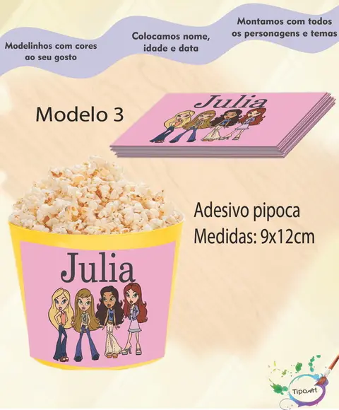 Adesivo P/balde Pipoca-bratz