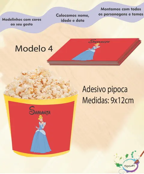 Adesivo P/balde Pipoca-cinderela