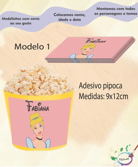 Adesivo P/balde Pipoca-cinderela
