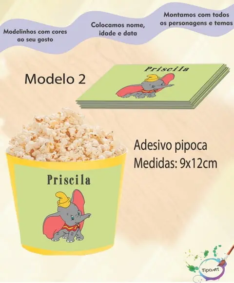 Adesivo P/balde Pipoca-dumbo