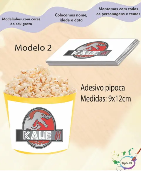 Adesivo P/balde Pipoca-dinossauro
