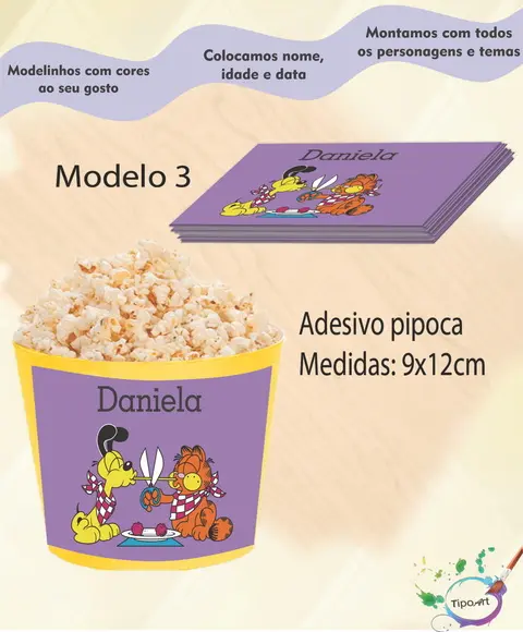 Adesivo P/balde Pipoca-garfield