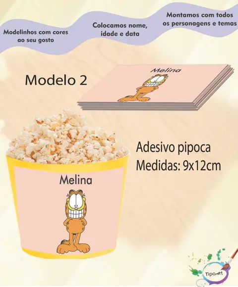 Adesivo P/balde Pipoca-garfield