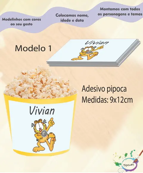 Adesivo P/balde Pipoca-garfield