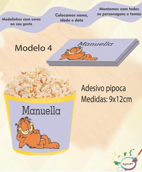 Adesivo P/balde Pipoca-garfield