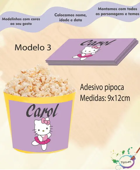 Adesivo P/balde Pipoca-hello Kitty