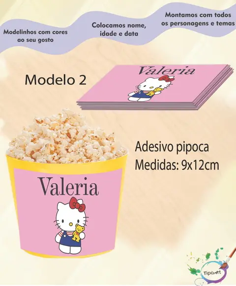 Adesivo P/balde Pipoca-hello Kitty