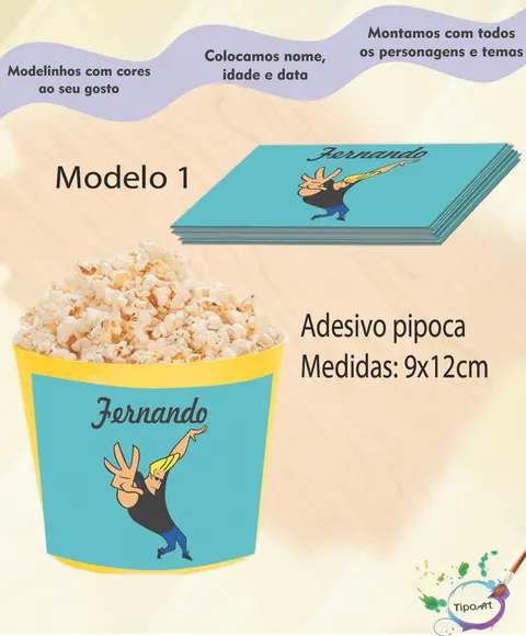 Adesivo P/balde Pipoca-johnny Bravo