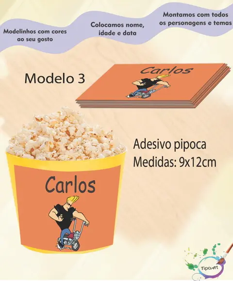 Adesivo P/balde Pipoca-johnny Bravo