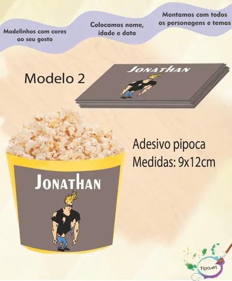 Adesivo P/balde Pipoca-johnny Bravo