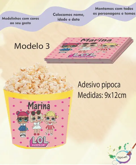 Adesivo P/balde Pipoca-lol Surprise