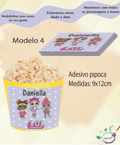 Adesivo P/balde Pipoca-lol Surprise