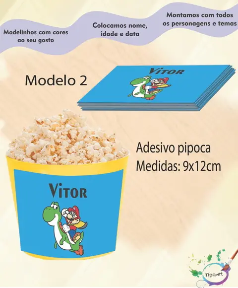 Adesivo P/balde Pipoca-mario Bros