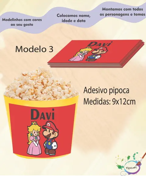 Adesivo P/balde Pipoca-mario Bros