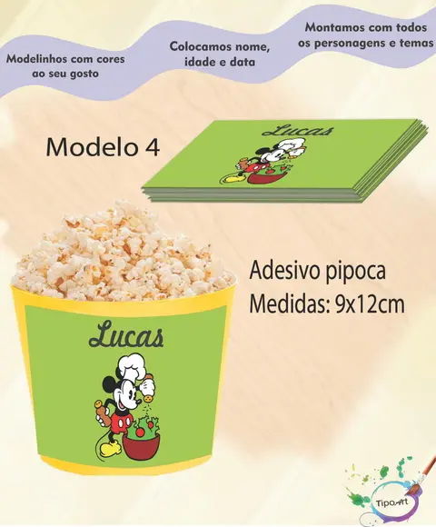 Adesivo P/balde Pipoca-mickey