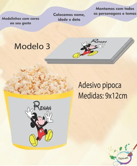 Adesivo P/balde Pipoca-mickey