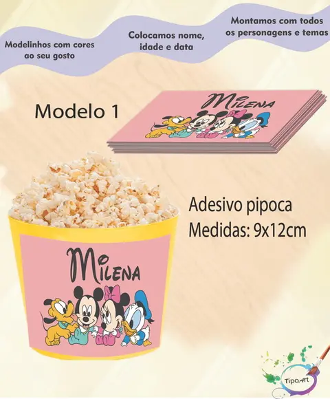 Adesivo P/balde Pipoca-mickey Baby