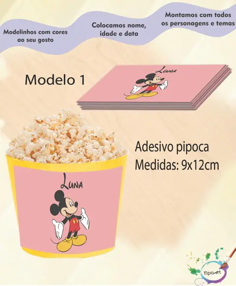 Adesivo P/balde Pipoca-mickey