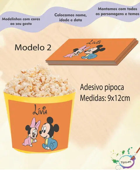 Adesivo P/balde Pipoca-mickey Baby