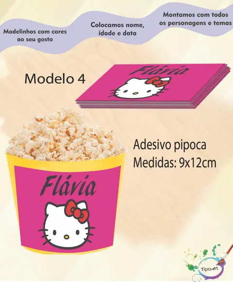 Adesivo P/balde Pipoca-hello Kitty