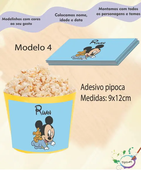Adesivo P/balde Pipoca-mickey Baby