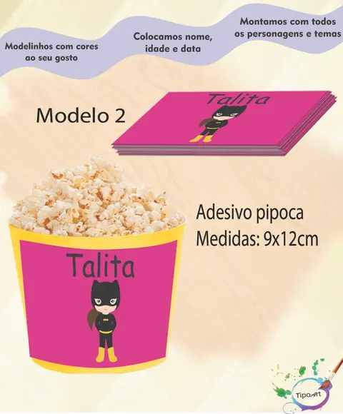 Adesivo P/balde Pipoca-mulher Gato