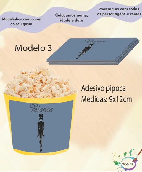 Adesivo P/balde Pipoca-mulher Gato