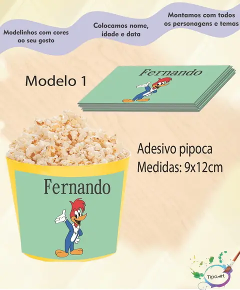 Adesivo P/balde Pipoca-pica Pau