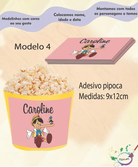 Adesivo P/balde Pipoca-pinóquio